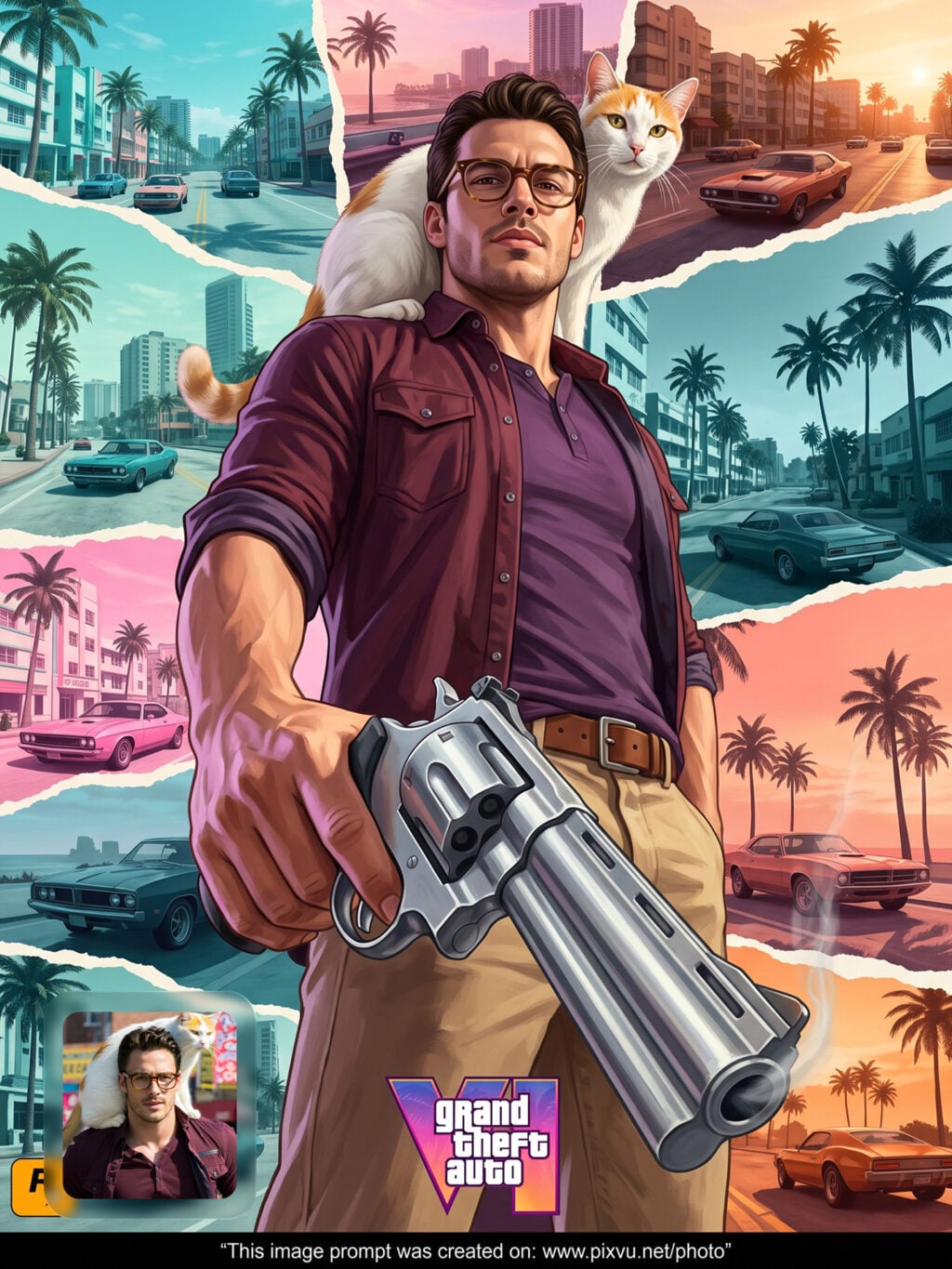Collage GTA VI Hero Poster Gemini AI Prompt _Gemini-Example-3_
