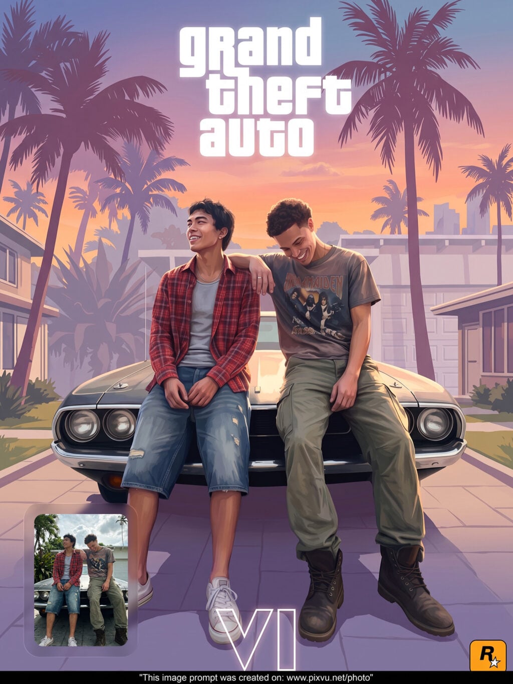 GTA VI Digital Painting Poster Gemini AI Prompt _Gemini-Example-3_