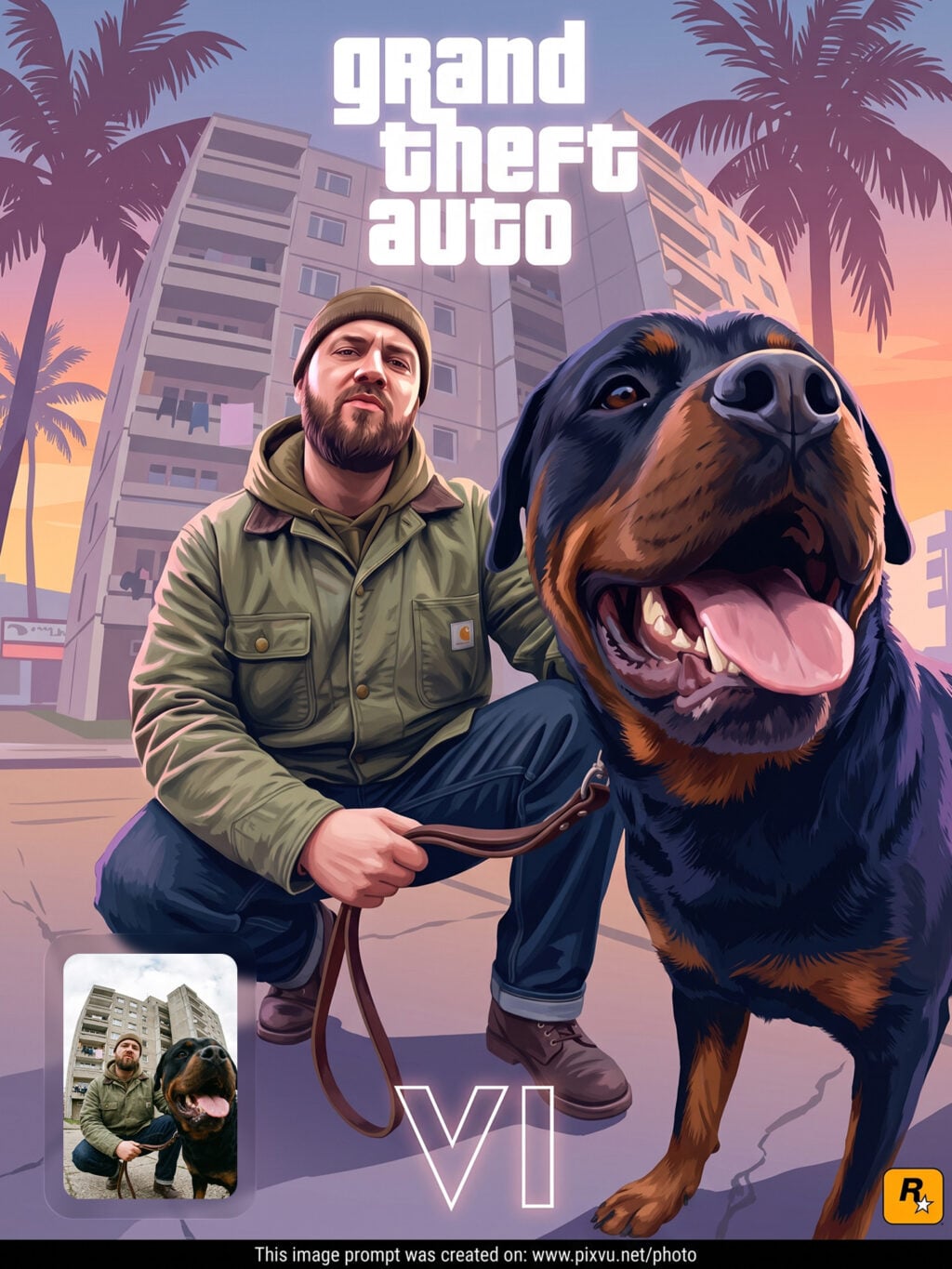 GTA VI Digital Painting Poster Gemini AI Prompt _Gemini-Example-4_