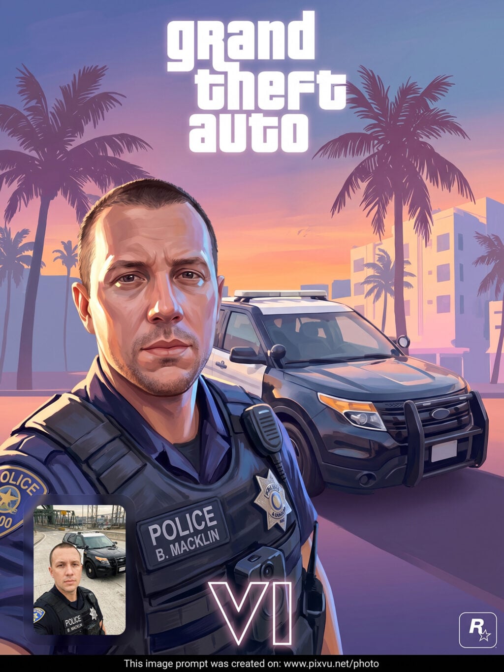GTA VI Digital Painting Poster Gemini AI Prompt _Gemini-Example-5_