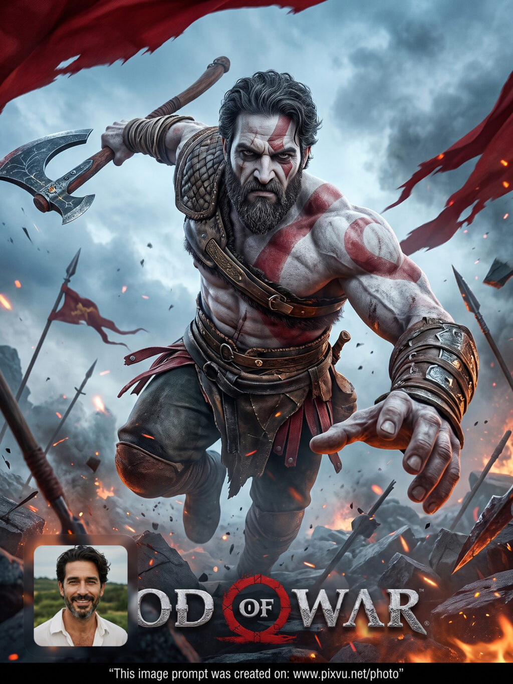 Realistic God of War Poster Gemini AI Prompt _Gemini-Example-1_