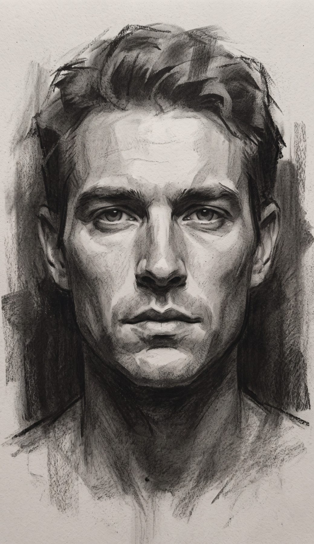Detailed realistic male portrait in expressive charcoal shading, generated with an AI Prompt for ChatGPT and Gemini.
